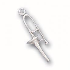 Charms. Sterling Silver, 8.7mm Width by 9.7mm Length by 26.4mm Height, Trombone Charm. Quantity Per Pack: 1 Piece.