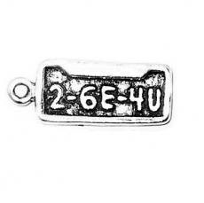 Charms. Sterling Silver, 7.5mm Width by 1.5mm Length by 18.4mm Height, 2-6E-4U (Too Sexy For You) Vanity Plate Charm. Quantity Per Pack: 1 Piece.