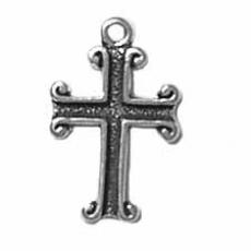 Charms. Sterling Silver, 10.6mm Width by 2.0mm Length by 16.7mm Height, Cross Charm. Quantity Per Pack: 1 Piece.