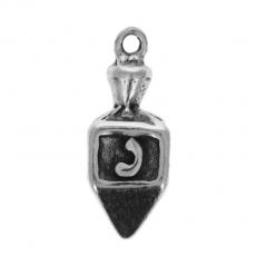 Charms. Sterling Silver, 7.1mm Width by 6.9mm Length by 22.5mm Height, Dreidel Charm. Quantity Per Pack: 1 Piece.