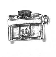 Charms. Sterling Silver, 9.9mm Width by 6.7mm Length by 14.9mm Height, Piano Charm. Quantity Per Pack: 1 Piece.