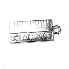 Charms. Sterling Silver, 9.1mm Width by 1.4mm Length by 21.8mm Height, Golden Rule Charm. Quantity Per Pack: 1 Piece.