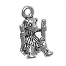 Charms. Sterling Silver, 7.9mm Width by 7.9mm Length by 13.0mm Height, Bear on Swing Charm. Quantity Per Pack: 1 Piece.