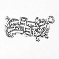 Charms. Sterling Silver, 12.0mm Width by 1.6mm Length by 21.5mm Height, Music Score Charm. Quantity Per Pack: 1 Piece.