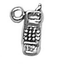 Charms. Sterling Silver, 9.7mm Width by 3.6mm Length by 6.1mm Height, Cell Phone Charm. Quantity Per Pack: 1 Piece.