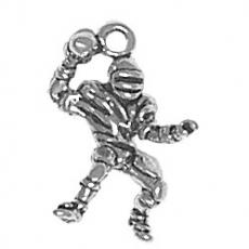 Charms. Sterling Silver, 14.1mm Width by 11.6mm Length by 19.6mm Height, Football Player Charm. Quantity Per Pack: 1 Piece.