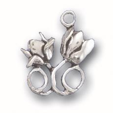 Charms. Sterling Silver, 16.1mm Width by 9.0mm Length by 17.8mm Height, Two Tulips Charm. Quantity Per Pack: 1 Piece.