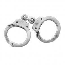 Charms. Sterling Silver, 14.0mm Width by 2.6mm Length by 17.7mm Height, Handcuffs Charm. Quantity Per Pack: 1 Piece.