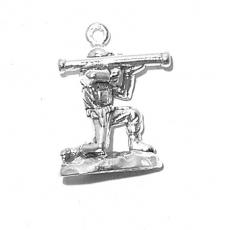 Charms. Sterling Silver, 16.5mm Width by 7.9mm Length by 21.3mm Height, Soldier Charm. Quantity Per Pack: 1 Piece.