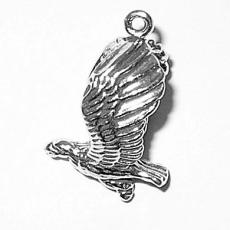 Charms. Sterling Silver, 15.4mm Width by 11.2mm Length by 24.1mm Height, Eagle With Wings Up Charm. Quantity Per Pack: 1 Piece.