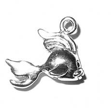 Charms. Sterling Silver, 14.8mm Width by 8.6mm Length by 12.6mm Height, Fantail Goldfish Charm. Quantity Per Pack: 1 Piece.