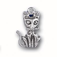 Charms. Sterling Silver, 12.1mm Width by 4.8mm Length by 19.6mm Height, Comical Cat Charm. Quantity Per Pack: 1 Piece.