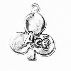 Charms. Sterling Silver, 15.1mm Width by 2.2mm Length by 18.2mm Height, Ace of Clubs Charm. Quantity Per Pack: 1 Piece.