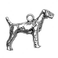 Charms. Sterling Silver, 19.8mm Width by 5.2mm Length by 15.1mm Airedale Dog Charm. Quantity Per Pack: 1 Piece.