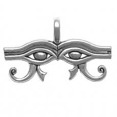 Charms. Sterling Silver, 38.6mm Width by 2.3mm Length by 22.5mm Height, Eyes of Horus Pendant. Quantity Per Pack: 1 Piece.