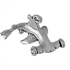 Charms. Sterling Silver, 15.8mm Width by 16.3mm Length by 11.8mm Height, Hammerhead Shark Charm. Quantity Per Pack: 1 Piece.