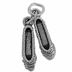 Charms. Sterling Silver, 5.2mm Width by 4.0mm Length by 18.6mm Height, Ballet Slipper Pair Charm. Quantity Per Pack: 1 Piece.