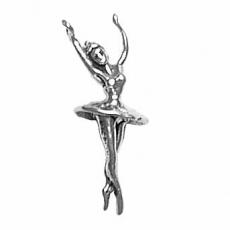 Charms. Sterling Silver, 9.2mm Width by 9.5mm Length by 26.1mm Height, Ballerina Charm. Quantity Per Pack: 1 Piece.