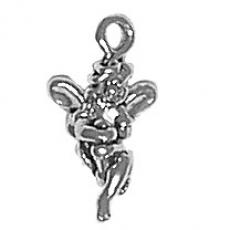 Charms. Sterling Silver, 8.7mm Width by 7.0mm Length by 16.6mm Height, Fairy Charm. Quantity Per Pack: 1 Piece.