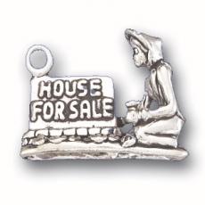 Charms. Sterling Silver, 21.8mm Width by 6.8mm Length by 14.5mm Height, Female Realtor Charm. Quantity Per Pack: 1 Piece.