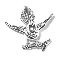 Charms. Sterling Silver, 10.3mm Width by 17.5mm Length by 11.2mm Height, Sparrow Charm. Quantity Per Pack: 1 Piece.