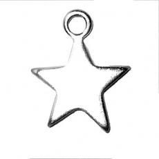 Charms. Sterling Silver, 12.7mm Width by 1.2mm Length by 15.9mm Height, Star Charm. Quantity Per Pack: 1 Piece.