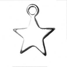 Charms. Sterling Silver, 12.7mm Width by 1.2mm Length by 15.9mm Height, Star Charm. Quantity Per Pack: 1 Piece.