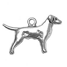 Charms. Sterling Silver, 24.0mm Width by 4.4mm Length by 15.3mm Height, Retriever Dog Charm. Quantity Per Pack: 1 Piece.