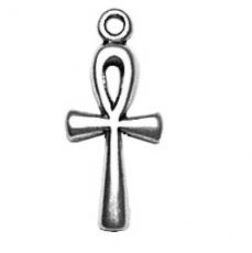 Charms. Sterling Silver, 8.6mm Width by 1.4mm Length by 19.9mm Height, Small Ankh Charm. Quantity Per Pack: 1 Piece.