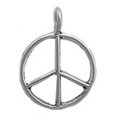 Charms. Sterling Silver, 15.9mm Width by 1.4mm Length by 20.8mm Height, Peace Sign Charm. Quantity Per Pack: 1 Piece.