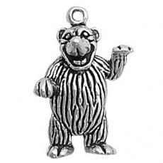 Charms. Sterling Silver, 19.8mm Width by 8.4mm Length by 28.1mm Height, Large Bear Charm. Quantity Per Pack: 1 Piece.