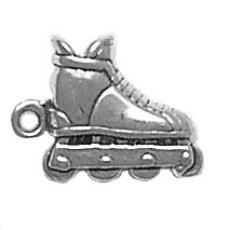 Charms. Sterling Silver, 11.9mm Width by 4.0mm Length by 16.0mm Height, Roller Blade Charm. Quantity Per Pack: 1 Piece.