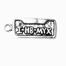 Charms. Sterling Silver, 7.3mm Width by 1.5mm Length by 18.7mm Height, I-H8-MYX (I Hate My Ex) Vanity Plate Charm. Quantity Per Pack: 1 Piece.