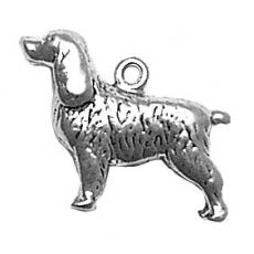 Charms. Sterling Silver, 21.3mm Width by 7.0mm Length by 17.6mm Height, Spaniel Dog Charm. Quantity Per Pack: 1 Piece.