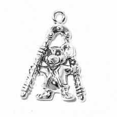 Charms. Sterling Silver, 16.0mm Width by 6.7mm Length by 21.6mm Height, Mouse With Nutcracker Charm. Quantity Per Pack: 1 Piece.