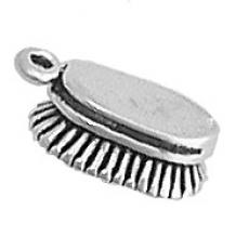 Charms. Sterling Silver, 8.0mm Width by 4.9mm Length by 15.6mm Height, Horse Brush Charm. Quantity Per Pack: 1 Piece.