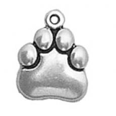 Charms. Sterling Silver, 9.7mm Width by 1.4mm Length by 12.5mm Height, Paw Print Charm. Quantity Per Pack: 1 Piece.