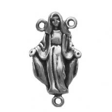 Charms. Sterling Silver, 12.7mm Width by 2.3mm Length by 22.8mm Height, Mother Mary Charm. Quantity Per Pack: 1 Piece.