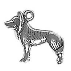 Charms. Sterling Silver, 17.4mm Width by 4.3mm Length by 14.0mm Height, Husky Dog Charm. Quantity Per Pack: 1 Piece.