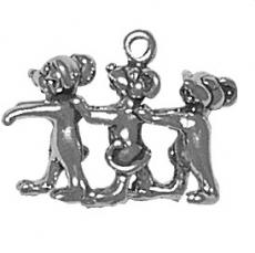 Charms. Sterling Silver, 22.1mm Width by 6.5mm Length by 16.2mm Height, Three Blind Mice Charm. Quantity Per Pack: 1 Piece.