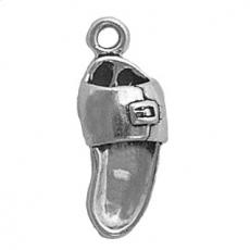 Charms. Sterling Silver, 9.6mm Width by 6.2mm Length by 24.5mm Height, Sandal Charm. Quantity Per Pack: 1 Piece.