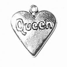 Charms. Sterling Silver, 14.7mm Width by 2.3mm Length by 16.4mm Height, Queen of Hearts Charm. Quantity Per Pack: 1 Piece.