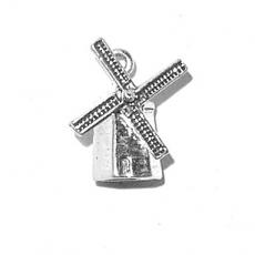 Charms. Sterling Silver, 13.2mm Width by 7.1mm Length by 15.5mm Height, Windmill Charm. Quantity Per Pack: 1 Piece.