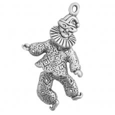 Charms. Sterling Silver, 22.7mm Width by 5.0mm Length by 37.5mm Height, Harlequin Clown Charm. Quantity Per Pack: 1 Piece.