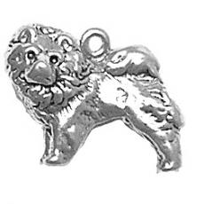 Charms. Sterling Silver, 19.9mm Width by 7.7mm Length by 15.1mm Height, Chow Chow Dog Charm. Quantity Per Pack: 1 Piece.