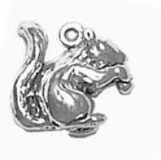 Charms. Sterling Silver, 13.1mm Width by 8.4mm Length by 9.3mm Height, Squirrel Charm. Quantity Per Pack: 1 Piece.