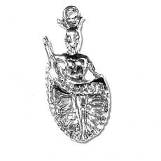 Charms. Sterling Silver, 13.1mm Width by 3.9mm Length by 28.6mm Height, Can-can Dancer Charm. Quantity Per Pack: 1 Piece.