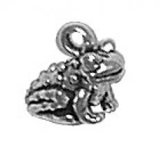 Charms. Sterling Silver, 8.8mm Width by 5.8mm Length by 7.6mm Height, Frog Charm. Quantity Per Pack: 1 Piece.