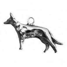 Charms. Sterling Silver, 24.1mm Width by 4.7mm Length by 15.8mm Height, German Shepherd Dog Charm. Quantity Per Pack: 1 Piece.