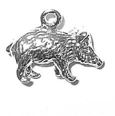 Charms. Sterling Silver, 17.6mm Width by 7.0mm Length by 13.2mm Height, Javelina Charm. Quantity Per Pack: 1 Piece.